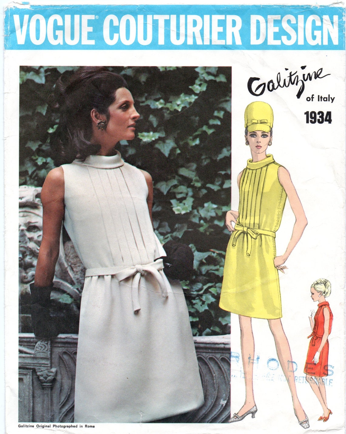 Galitzine Vogue 1934 Couturier Design 1960's Dress Pattern - Etsy