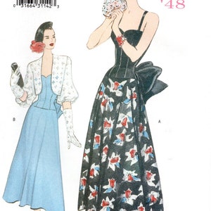 Butterick 6462 Retro &#39;48 Vestido y Bolero Estampado Tallas 12, 14, 16