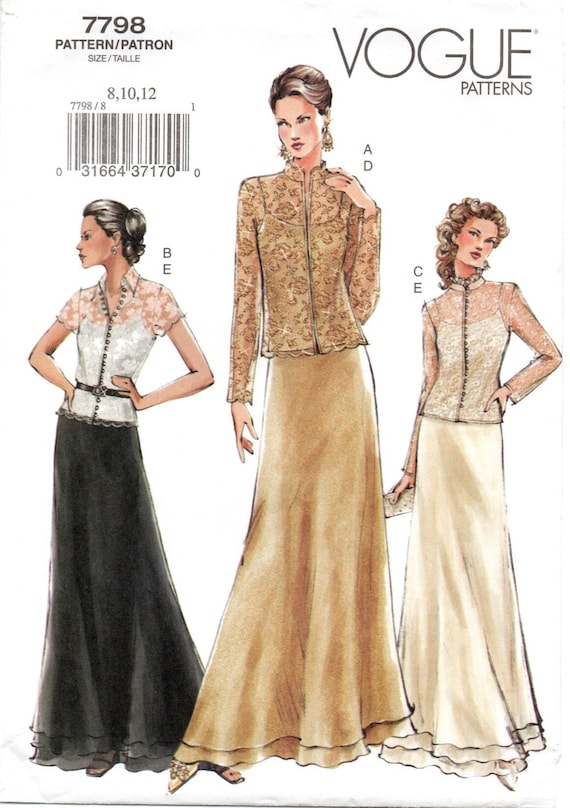 Vogue 7798 Layered Evening Skirt Camisole Shirt Pattern - Etsy