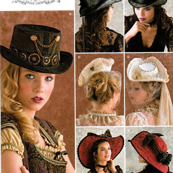 Simplicity 8361 Steampunk Victorian Riding Hats Sizes S, M and L