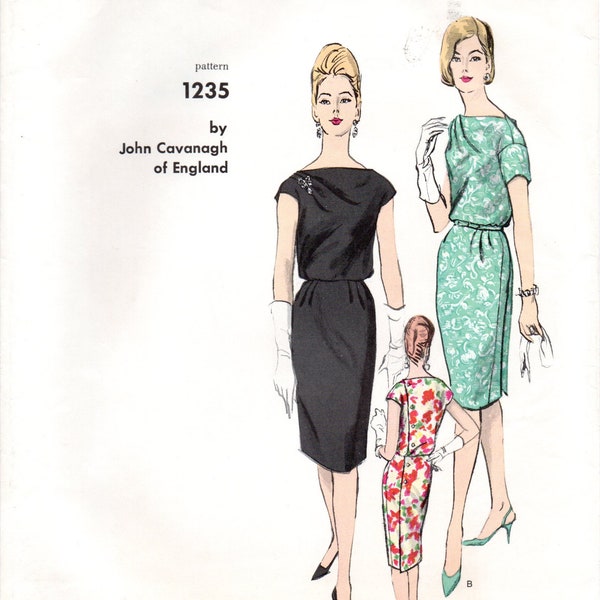 Cavanagh Vogue 1235 Couturier Side Buttoned Blouson Dress Pattern Bust 34