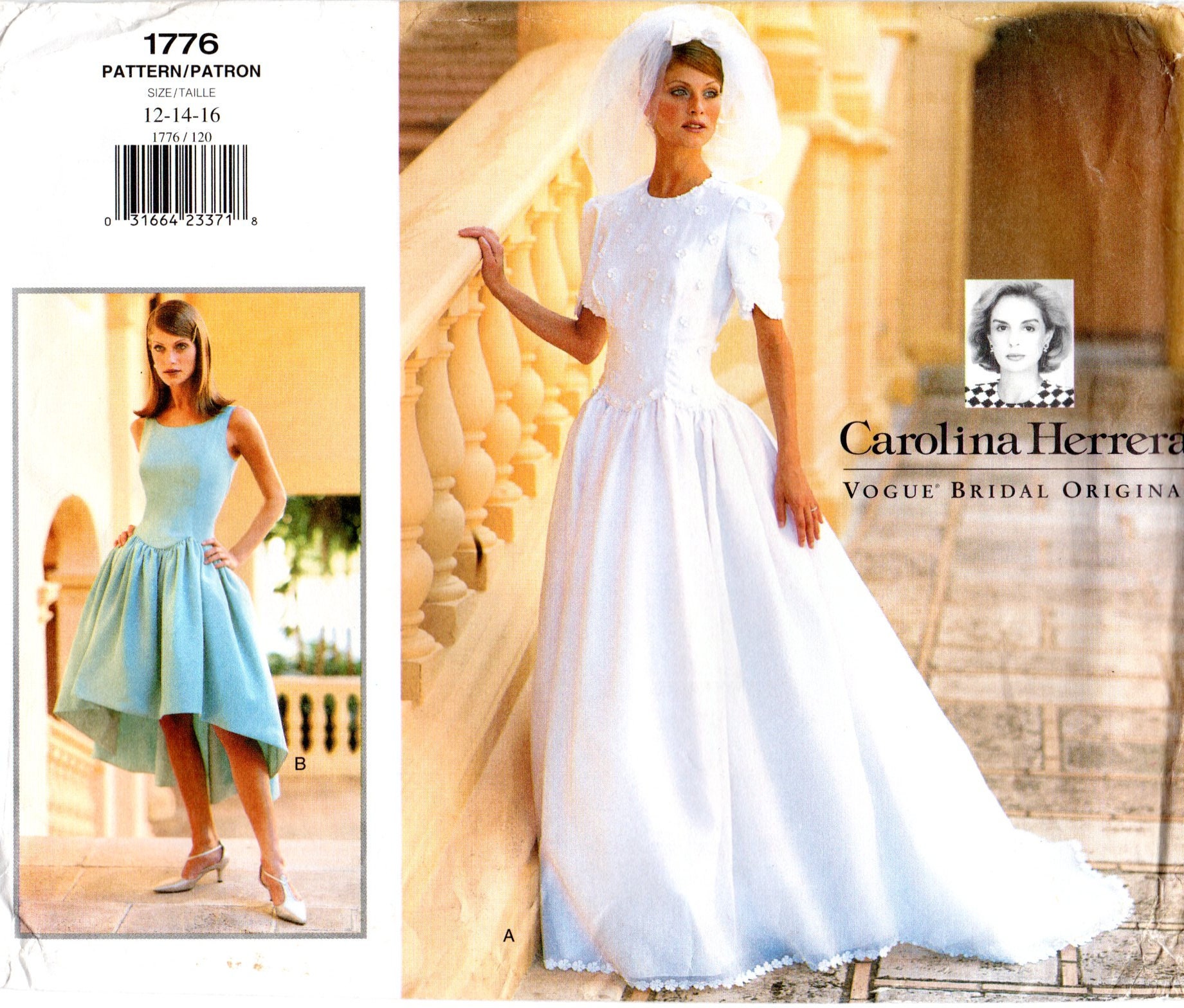 Carolina Herrera Vogue 1776 Robe de mariee et robe de demoiselle dhonneur Modele Choisir la taille Etsy France