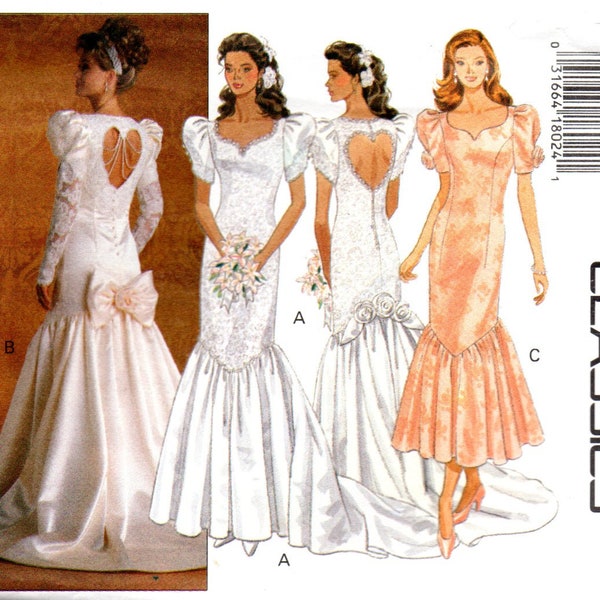 Butterick 3183 Mermaid Heart Back Wedding Bridal Gown Pattern Choose Size