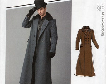 Mens Double Breasted Long Coat Pattern McCall's 8137 Choose Size