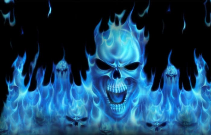 Blue fire flames skull vinyl decal sticker motorcycle tank | Etsy