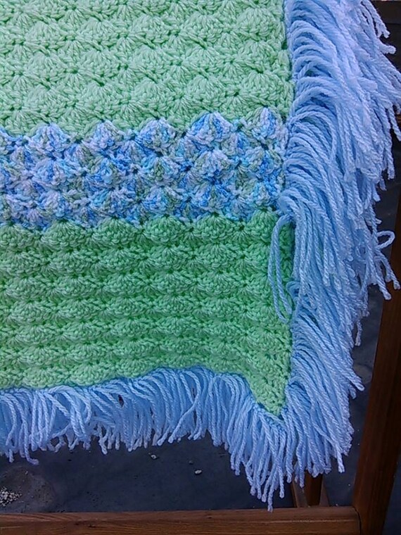 Crochet Mint Green and Baby Blue Safety Blanket Receiving Etsy