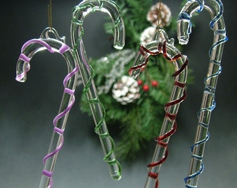 Blown Glass Candy Cane Ornament