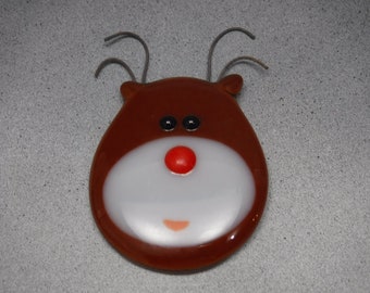 Fused Glass Reindeer Ornament