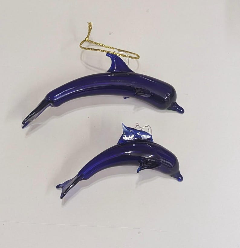 1 Blown Glass Dolphin Ornament image 3