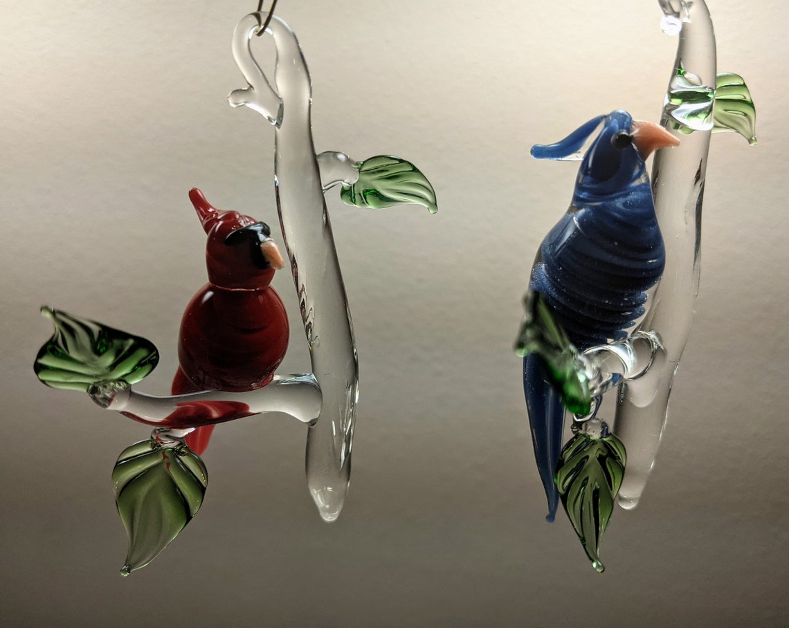 Blown Glass Bird Ornament Etsy