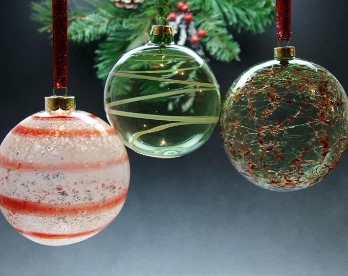 Hand Blown Glass Ball Ornament Etsy