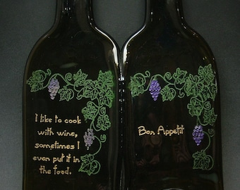 Slumped and engraved 2 wine bottle trivets