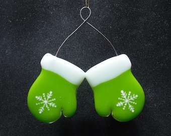 Slumped and Fused Glass Mitten Ornament