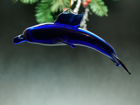 1 Blown Glass Dolphin Ornament