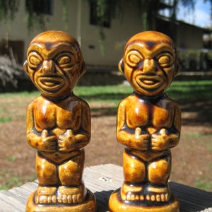 50&#39;s Kon-Tiki Ceramic Tiki God Salt & Pepper Shakers.  Luau Tiki Bar Decor