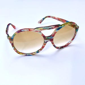 Rare Vintage 60's Pierre Cardin Oversized Aviator Sunglasses.  C 842 Colorful Psychedelic Frame