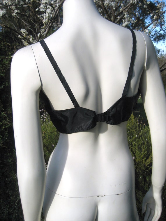 Vintage 50's French Black Ripstop Nylon Taffeta &… - image 2