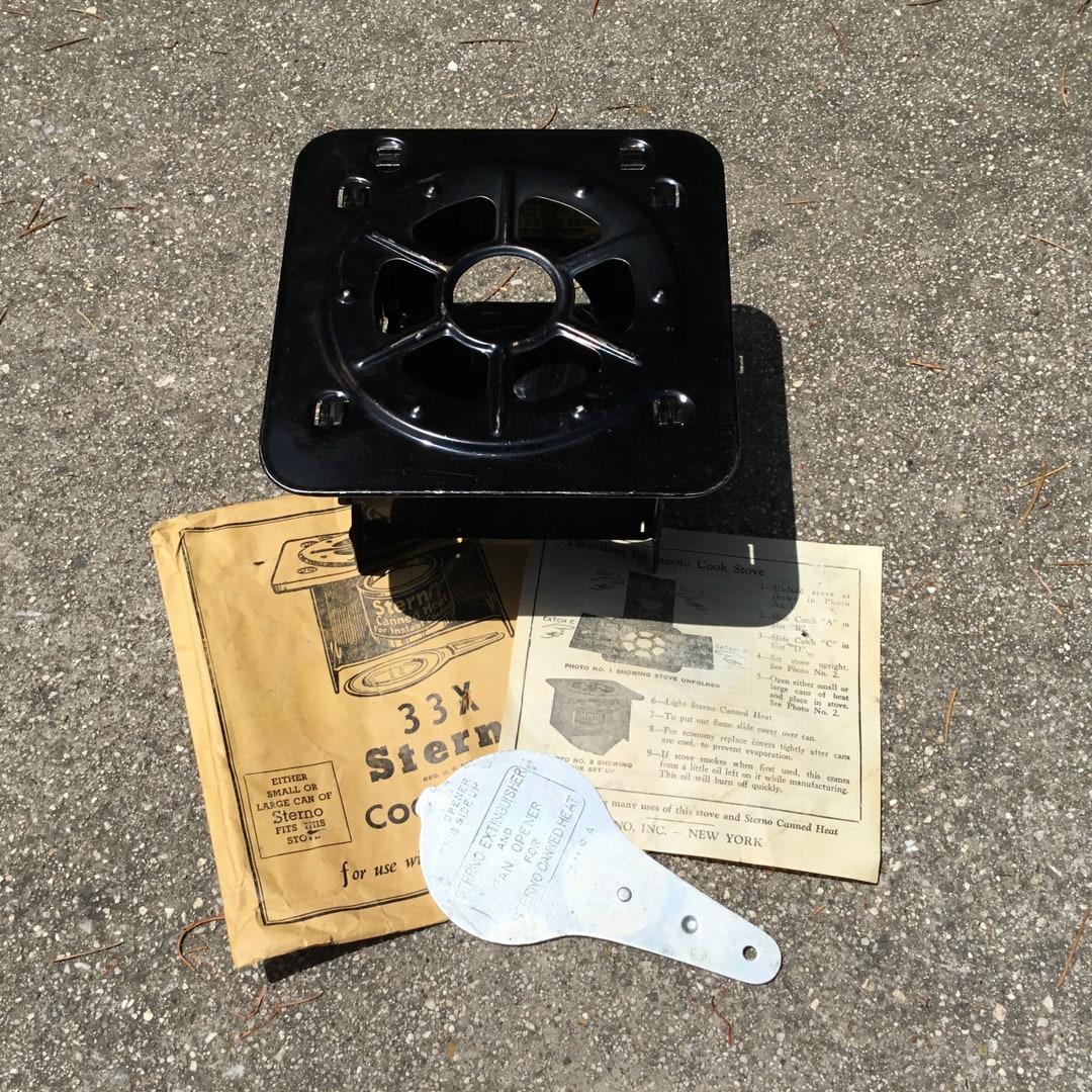 Réchaud Pliant Sterno Vintage – Léger, Alu/acier, Pour Camping Et Randonnée (neuf)