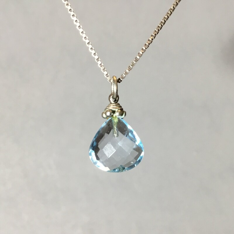 Blue Topaz Briolette Necklace ~ Sterling Silver