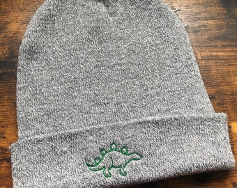 Dinosaur Embroidered Beanie, Adult Winter Hat, Cute Kawaii Aesthetic, Fun Children's Hat