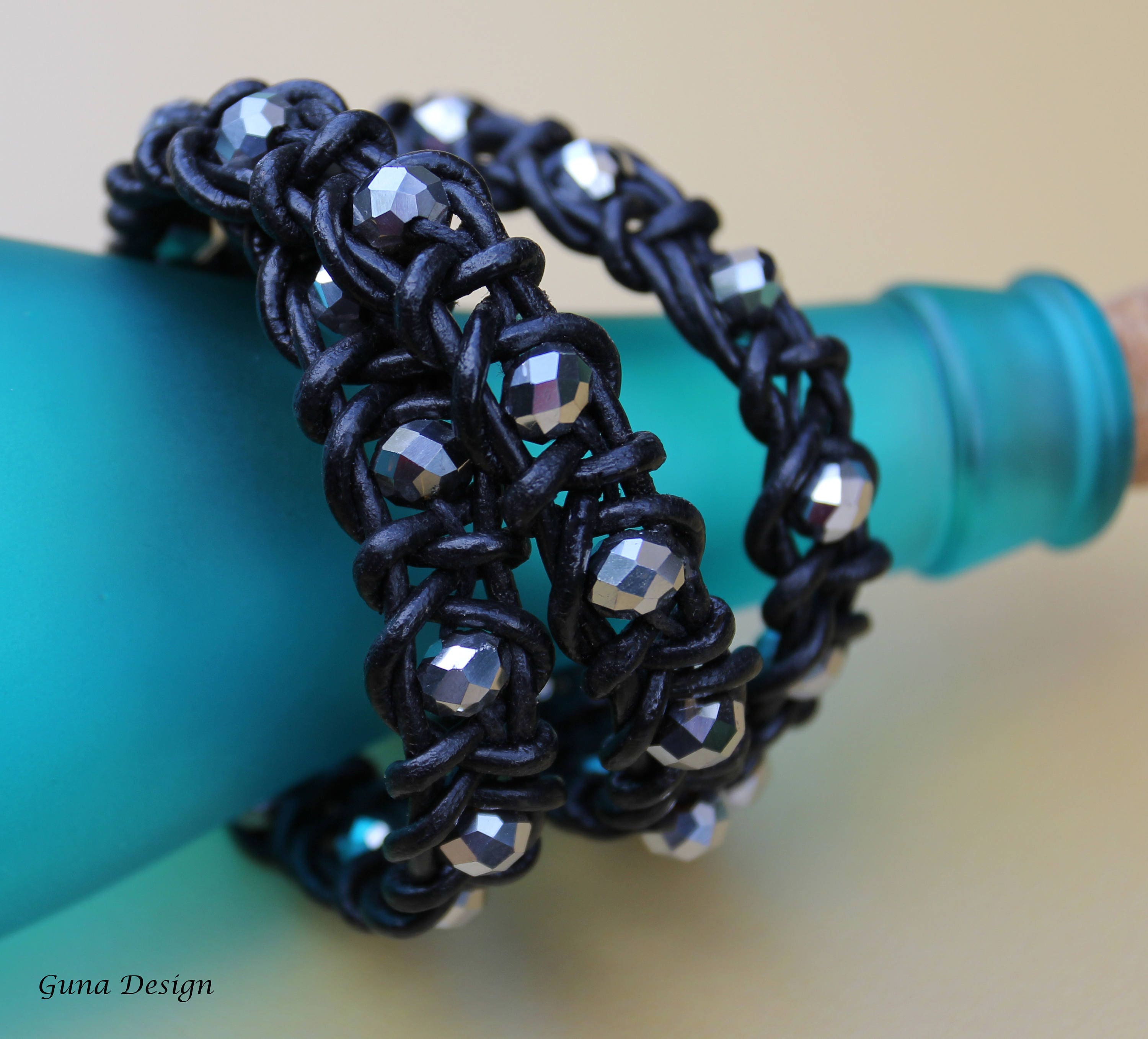 Leather cord bead bracelet TUTORIAL GunaDesign Etsy