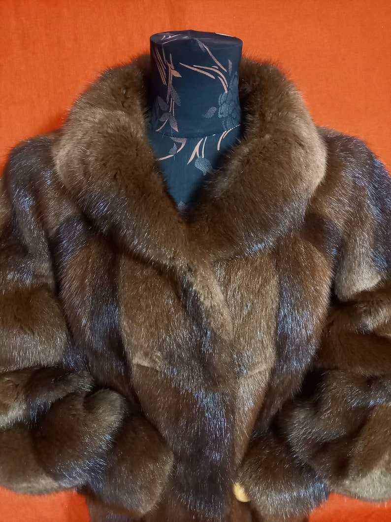 Real Fur Coat Jacket Musquash / Rivermink With Hat Etsy