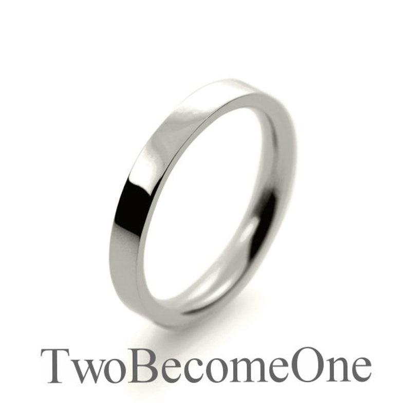 Brand New Hallmarked 9ct White Gold Wedding Ring Band D Shape
