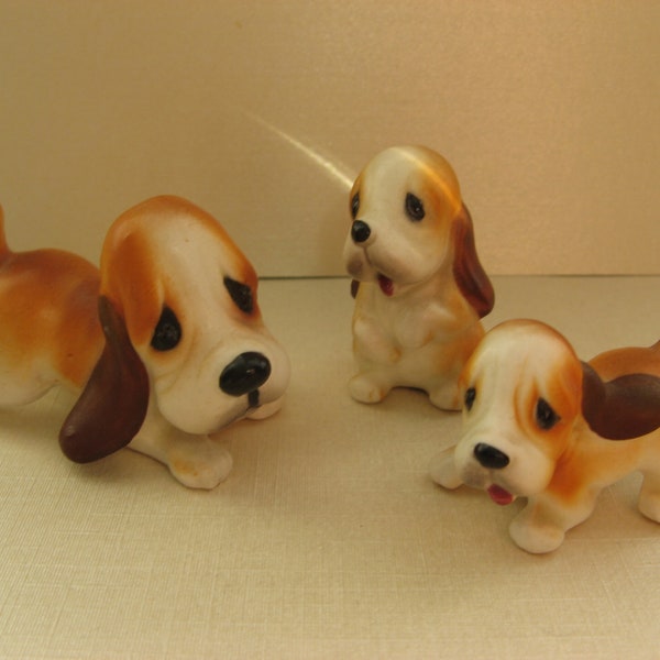 Figurines miniatures de chien basset en céramique