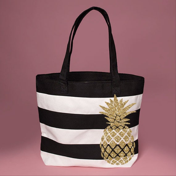 gold pineapple beach bag