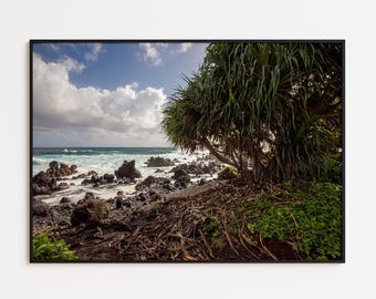 Maui Coastline Print: Lava Rocks, Tropical Island Wall Art, Coastal Nature Photography