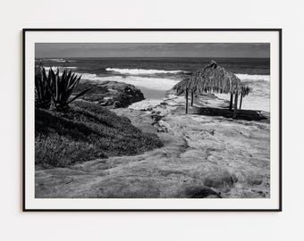 Windansea Beach Print, Black and White Coastal Photography, La Jolla Wall Art, California Ocean Print, Framed Beach Photography