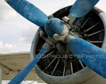 Vintage Airplane Photography - Blue Propeller Fine Photo Art, Airplane Home decor, Airplane Print Wall Art, Boys Room decor - Flying