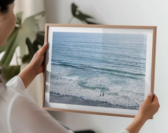 Beacon’s Beach Surf Print, Leucadia California Ocean Photography, Coastal Wall Art, Minimalist Beach Decor, Ocean Print, Framed Surf Print