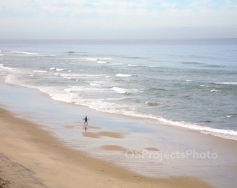 Going in - Beach Photography - Surfer photo - Beach Home Decor - Nautical Wall Art - California photo - Coastal art