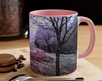 The Lane - 11 OZ coffee cup featuring original mixed media artwork - wraps around mug