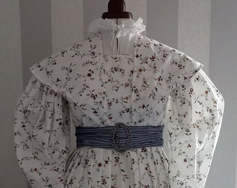 1830s replica gown and pelerine, handsewn