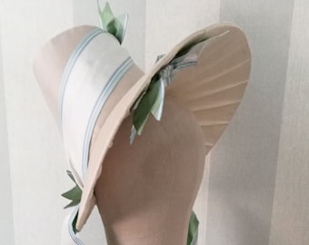 1830s silk replica bonnet, handsewn