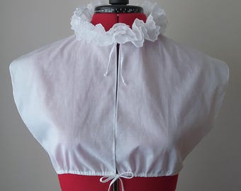 Regency Replica Chemisette in White Cotton Lawn, Handsewn