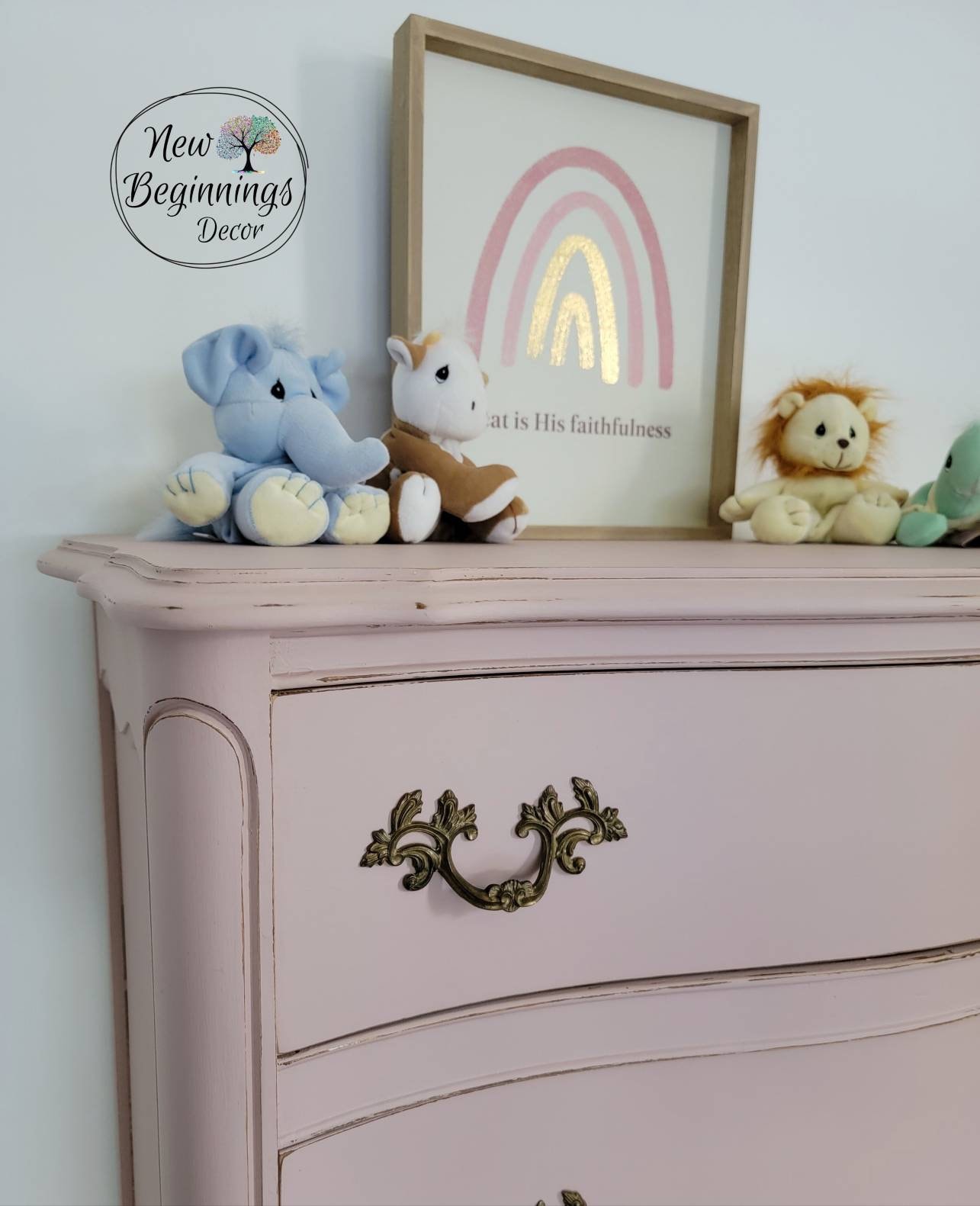 strapless open back dress Antique White Pink Rose Dresser – R Furniture