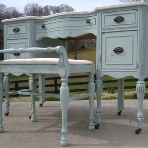 SOLD EXAMPLE of my work.....Chalk Painted Vanity / Desk / in Annie Sloan Paint Shabby Chic Distressed