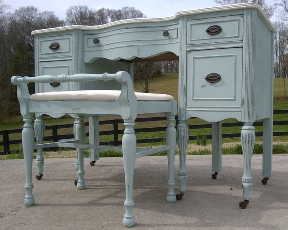 Sold Example Chalk Painted Vanity Desk In Annie Sloan Etsy