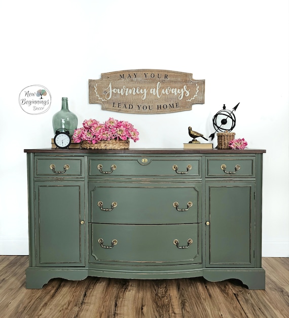 SOLD EXAMPLE of My Work.painted Vintage Buffet sideboard Entertainment Center dining Room Furniture dresser storage Cabinet olive Green Etsy Canada