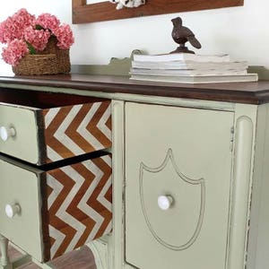 Sold Example.....Antique Buffet/Sideboard/Miss Mustard Seed Milk Paint Layla's Mint/Media Center/painted furniture/Entry Table image 4