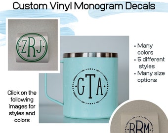 Monogramm Aufkleber - Vinyl Monogramm Aufkleber, Monogramm Aufkleber, Monogramm Becher Aufkleber, Monogramm Auto Aufkleber, personalisierter Monogramm Aufkleber