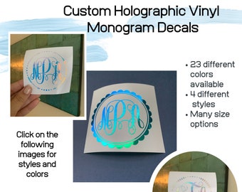 Holografischer Monogramm Aufkleber - Vinyl Monogramm Aufkleber, Monogramm Aufkleber, Monogramm Becher Aufkleber, Monogramm Auto Aufkleber, personalisierter Monogramm Aufkleber