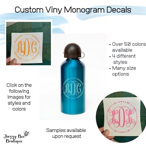 Monogram decal - vinyl monogram decal, monogram sticker, monogram tumbler decal, monogram car decal, personalized monogram decal