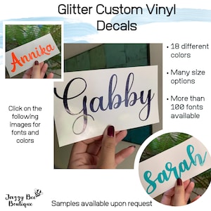 Glitter Custom Name Vinyl decal - Vinyl decal, personalized vinyl decal, your name decal, customize your own decal, decal for tumbler