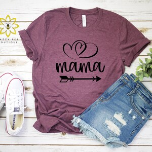 Mama shirt, Mama Tee, Mother's Day shirt, Gift for mom, Mom shirt, Mama Hearts shirt, For mom, Baby shower gift, Gift for new mom, move mom Heather Maroon