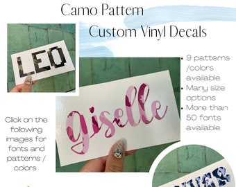 Camouflage Pattern Name Vinyl decal - Vinyl decal, personalized vinyl decal, your name decal, pattern, decal for tumbler, Camo pattern decal