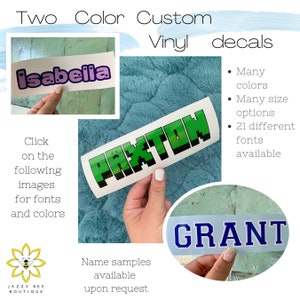 Een dubbele kleur Custom Name Vinyl sticker - Vinyl sticker, gepersonaliseerde vinyl sticker, naam sticker, 3D sticker, sticker voor tuimelaar, Minecraft sticker